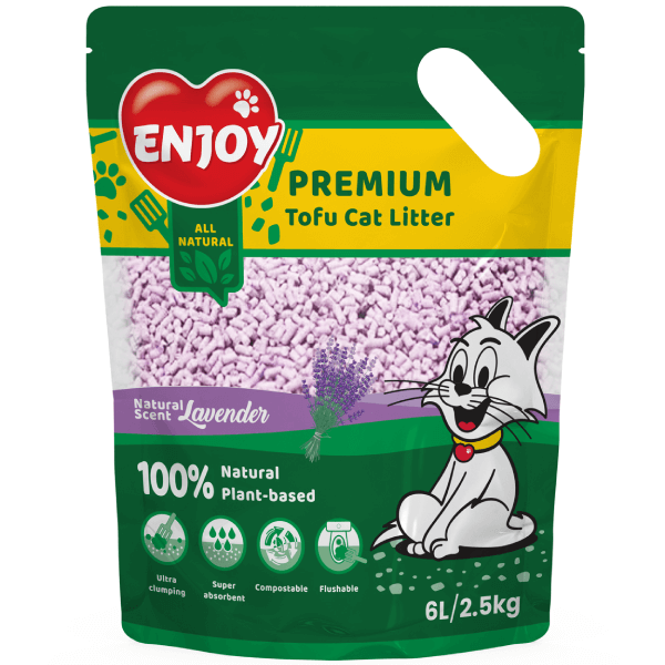 Asternut igienic pentru pisici Enjoy, Tofu Lavanda, 6 L
