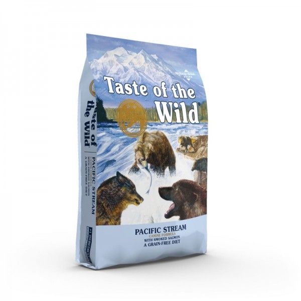 Taste of The Wild Pacific Stream Adult 12.2 kg + 10 conserve Nature's Protections White Dogs, Wellness Soup cu Ton si Somon, 140 ml