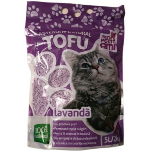 Nisip pentru pisici Mon Petit Ami Tofu LAVANDA 5L