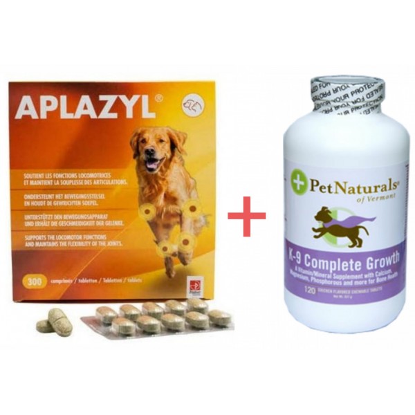 Pachet promotional 1 x Aplazyl 300 tablete + 1 x K9 Complete Growth 120 cpr