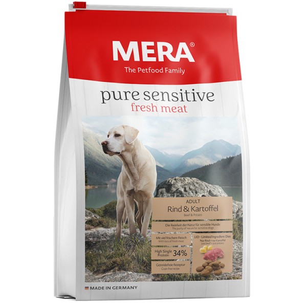 Hrana Uscata Caini MERA Pure Sensitive Fresh Meat Adult Medium/Maxi Vita si Cartof 12,5kg