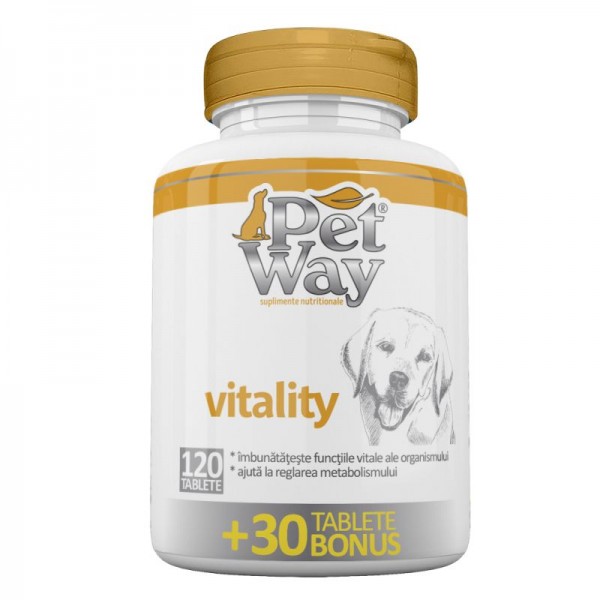 Supliment nutritiv pentru caini PetWay Vitality, 120 tablete + 30 bonus