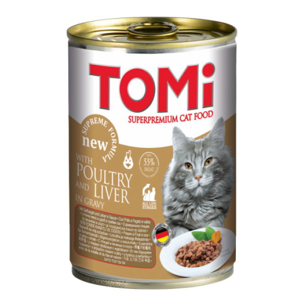 Conserva pentru pisici, Tomi cu Pui cu Ficat, 400 g